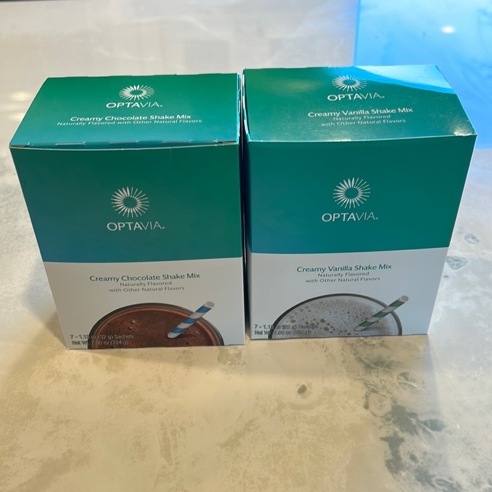 Optavia- (4) Creamy Vanilla Shake Mixes & (6) Creamy Chocolate Shake Mixes